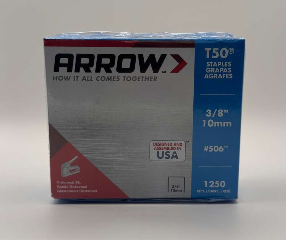 Arrow T50 #506 Staples 3/8" 10mm 4 Pack Heavy Duty Staple Refills Sealed